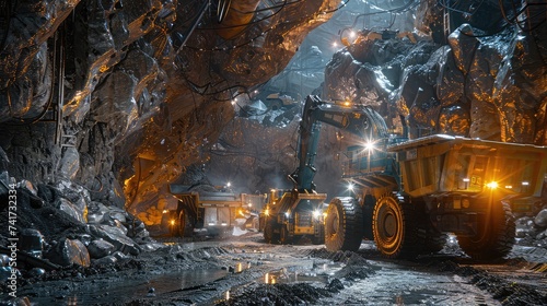 Immersive Exploration of Mining Machinery in Action on Nature's Majestic Backdrop.
