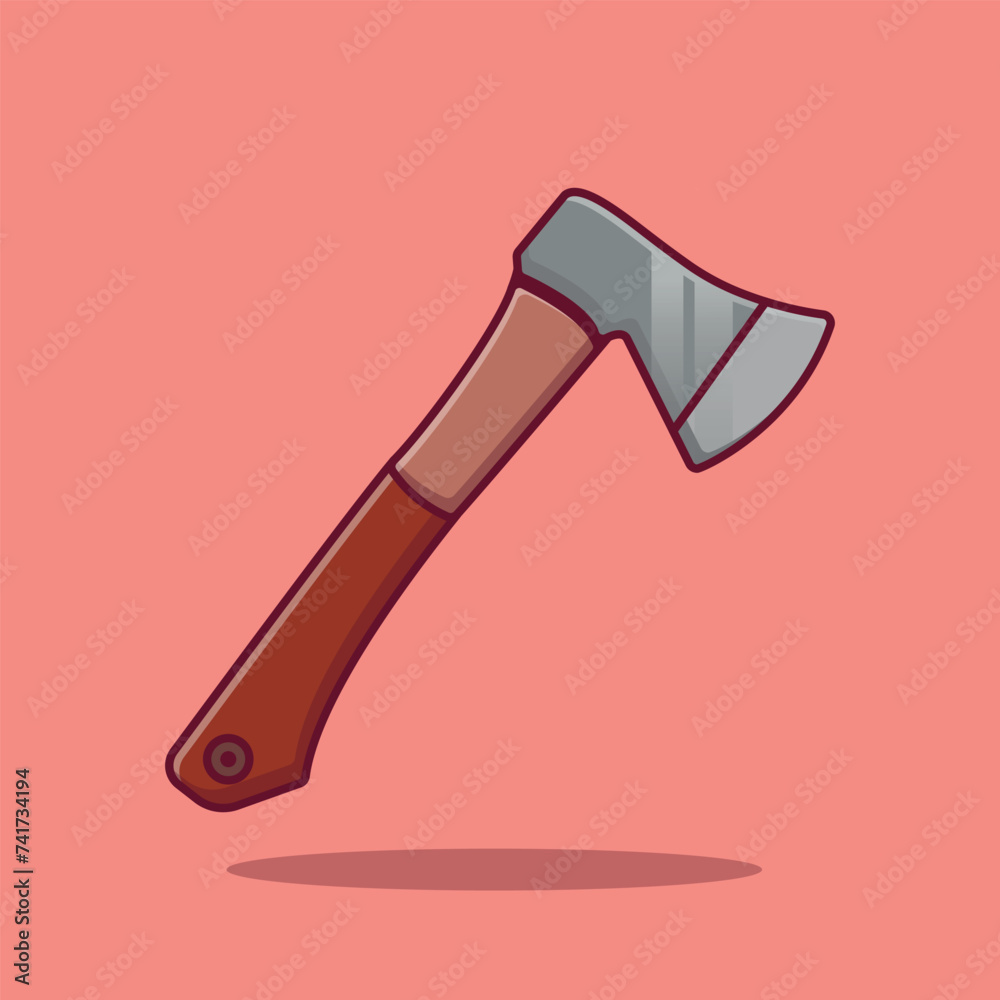 A cartoon vector icon illustration of axe depicting agriculture's tools object icon concept A cartoon vector icon illustration of axe depicting agriculture's tools object icon concept