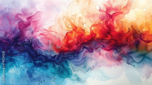 Radiant Watercolor Flow: Exploring the Vibrant Symphony of Abstract Waves.