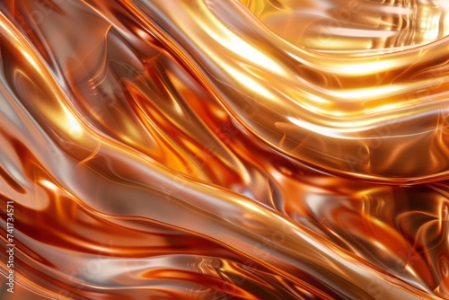 Liquid copper metal wave abstract background