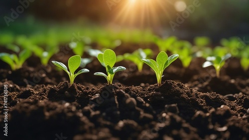 green sprout A development of seedling growth planting seedlings young plant in the morning light on nature background 