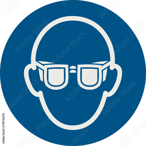 OBLIGATION SIGN PICTOGRAM, WEAR EYE PROTECTION ISO 7010 – M004, SVG