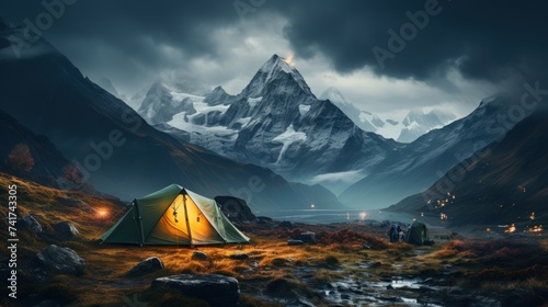 Camping in the mountains at night with a view of the Matterhorn © Bilal