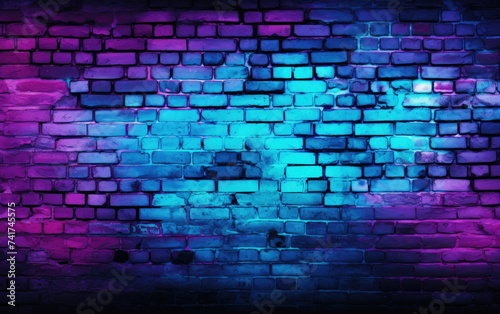 Brick Wall With Blue and Purple Paint