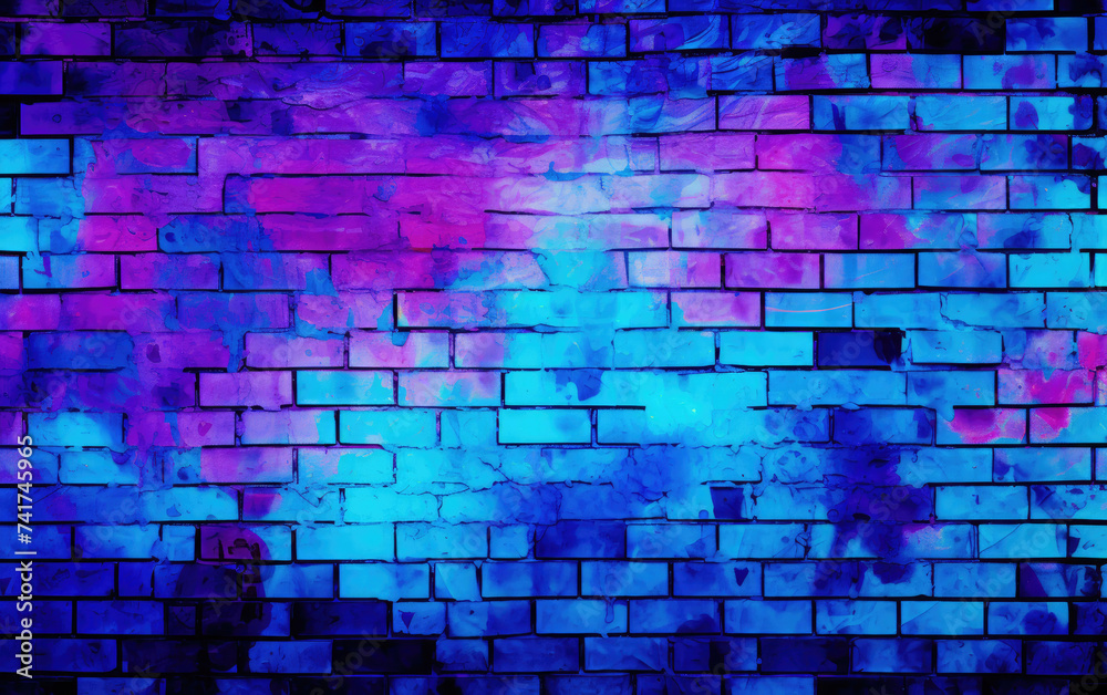 Blue Brick Wall With Purple and Blue Paint Blue Brick Wall With Purple and Blue Paint