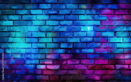 Vibrant Blue and Purple Brick Wall