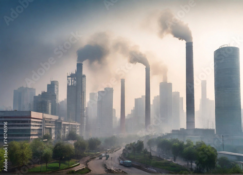 Picture a city scene with winding streets and skyscrapers hidden behind a thick layer of smog