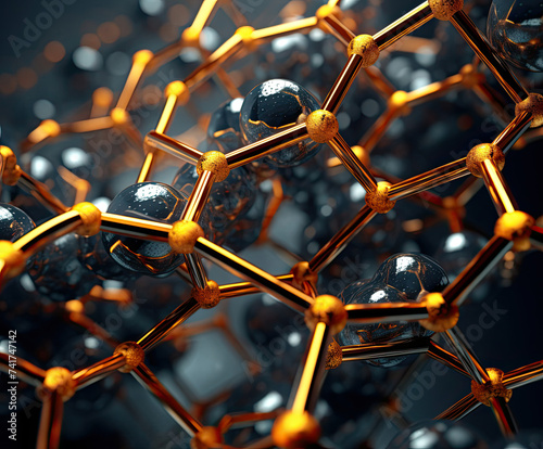 Close Up of a Structure Made of Yellow and Black Balls