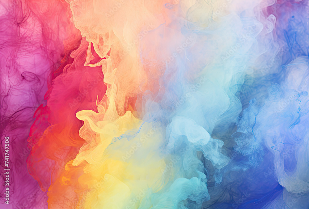 Multicolored Cloud of Smoke on White Background