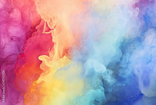 Multicolored Cloud of Smoke on White Background