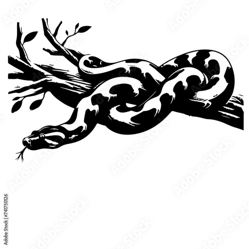 Amazonian tree boa coiled around a tree branch, blending seamlessly with its surroundings Vector Logo Art photo