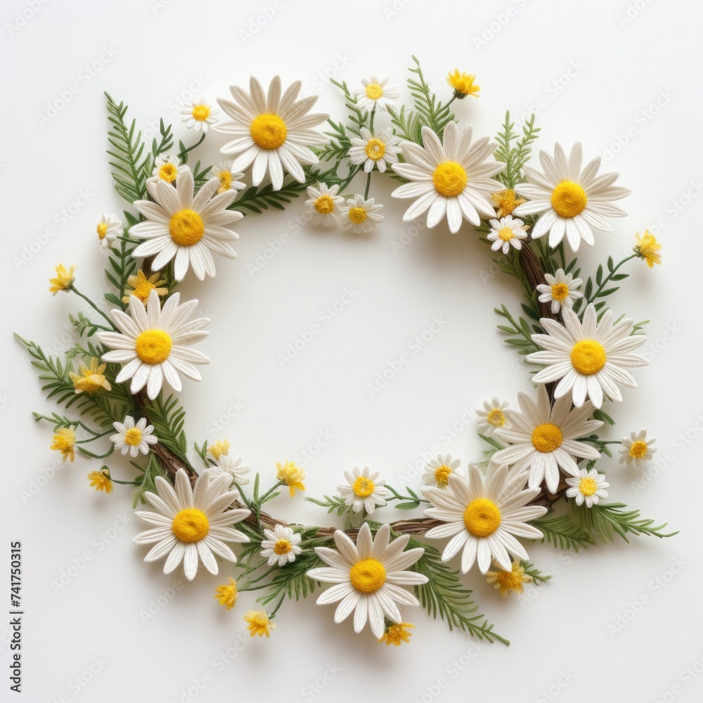 Fototapeta premium 3d daisy wreath embroidered embroidery background invitation card 