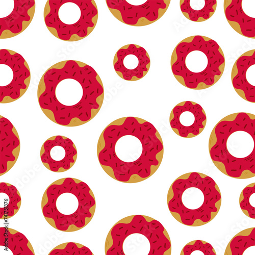 Seamless pattern with glazed donuts.  vector illustrations.