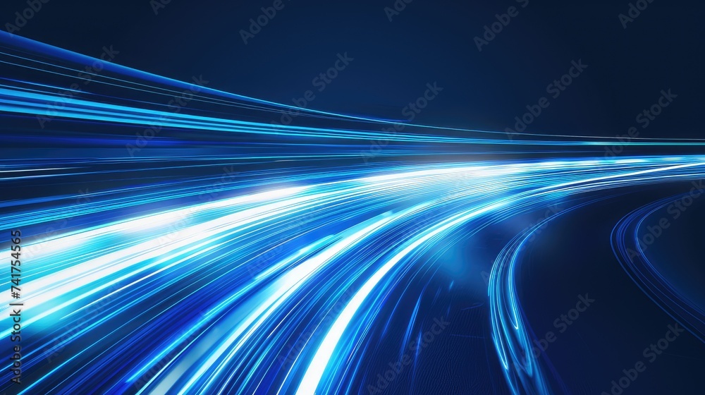 Blue Rays Zoom in Motion Effect with Abstract Light Color Trails. Energetic and Futuristic Design for Dynamic Visuals