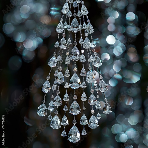 Shimmering Splendor: Cascading Diamonds in a Radiant Display. Kemegahan Berkilauan: Permata Berjatuhan dalam Tampilan yang Bersinar.