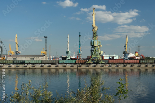 cranes and containers in port