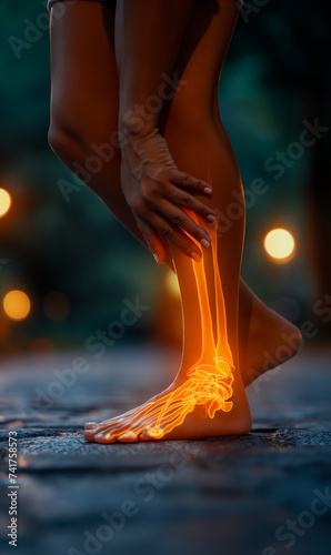 Close-up on woman's bare foot experiencing pain in her ankle © IBEX.Media