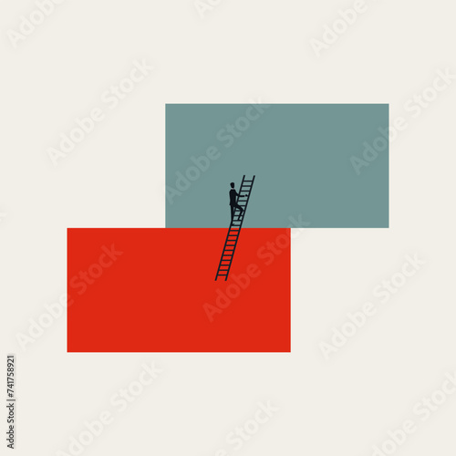 Moving to next level, business vector concept. Symbol of promotion, progress, development. Minimal illustration.