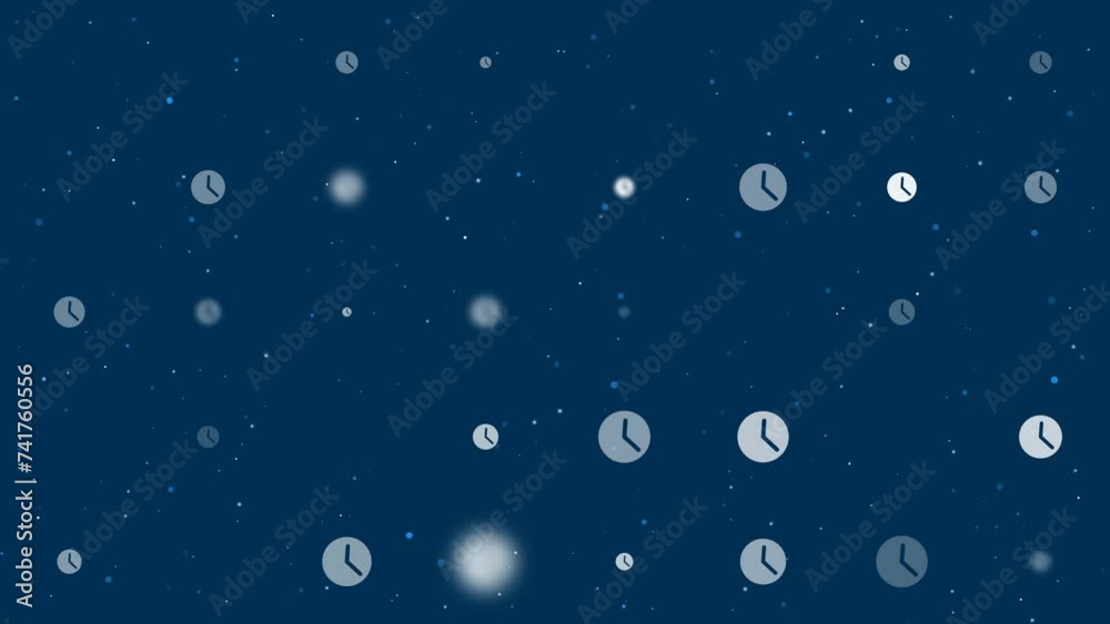 Template animation of evenly spaced time symbols of different sizes and ...