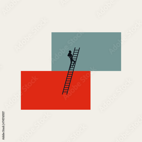 Moving to next level, business vector concept. Symbol of promotion, progress, development. Minimal illustration.