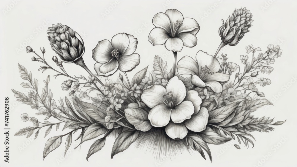 Fototapeta premium Coloring book with flowers