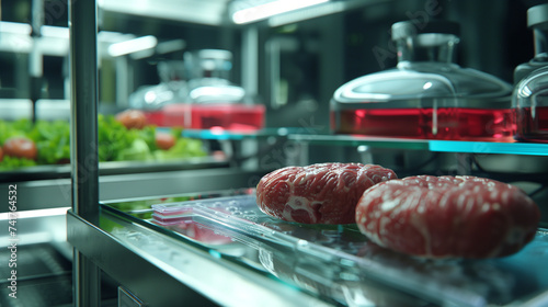 artificially grown beef meat in the laboratory