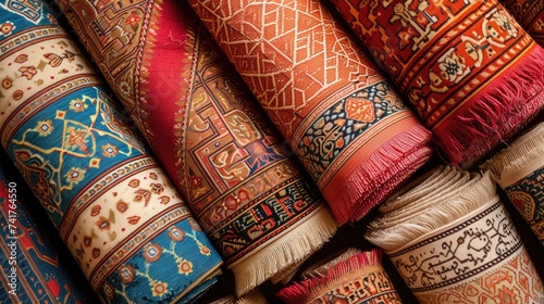 Prayer rugs unrolled symbolizing unity in worship during Eid al-Adha © SaroStock