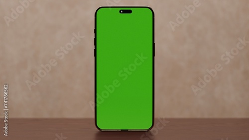 iPhone 15 Green Screen Mockup 3D Rendering