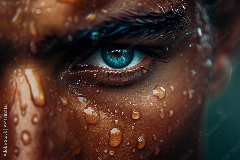 attractive model man with water drops on his face attractive model man with water drops on his face