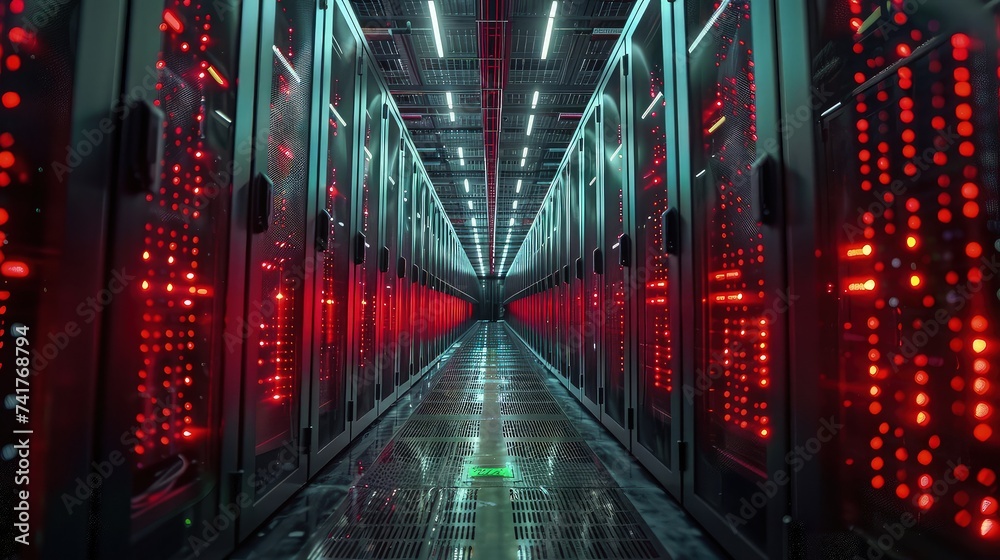Investigate the Modern Server Data Warehouse: A Visual Odyssey. Technology background.