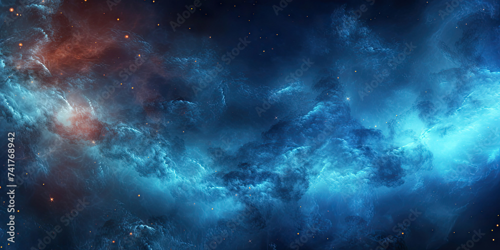 Cosmic Space Filled With Blue and Red Stars