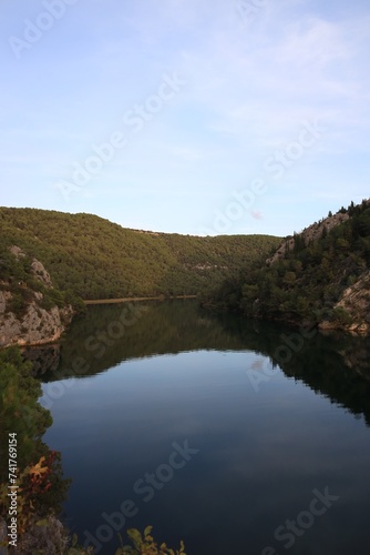 Picturesque view of beautiful river in mountains under sky