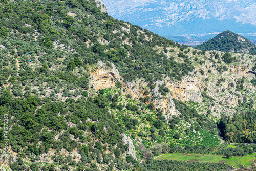 Scenic views from Kaunos and Dalyan, a city of ancient Caria, west of the modern town of Dalyan and The Calbys river ( Dalyan river) which was the border between Caria and Lycia in Muğla, Turkey photo