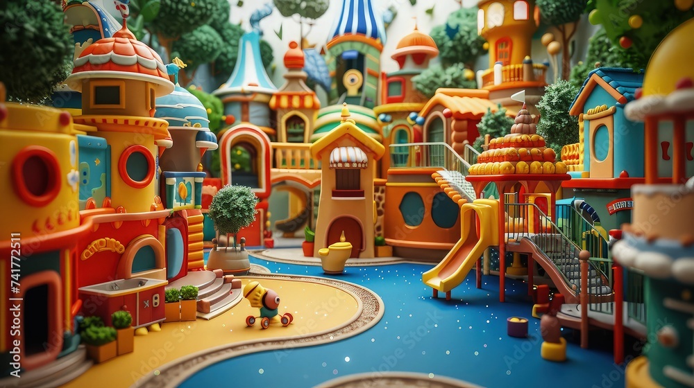 Playful Paradise: Exploring a Colorful 3D Playground Scene