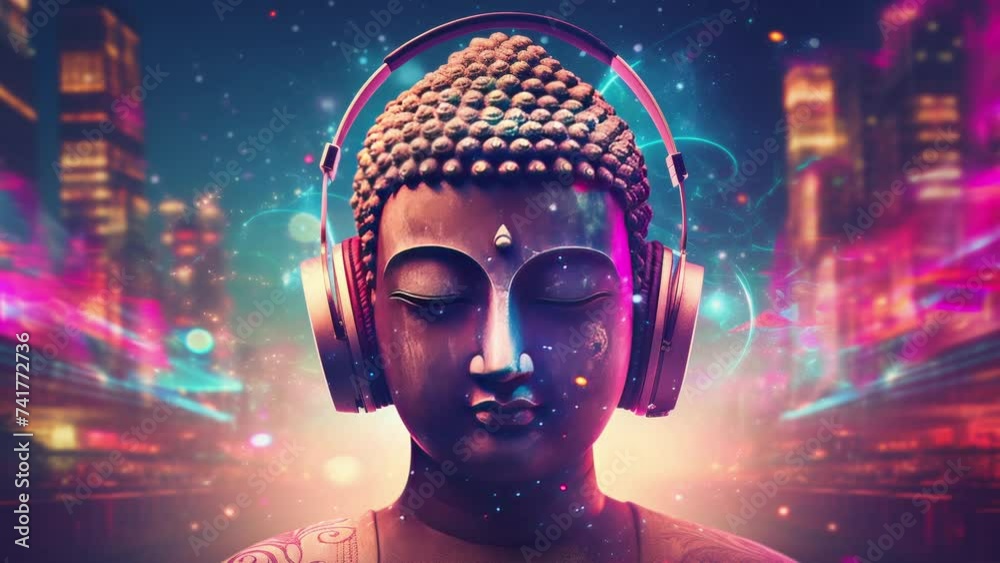 gold buddha statues wearing music headphones generated with AI
gold buddha statues wearing music headphones generated with AI