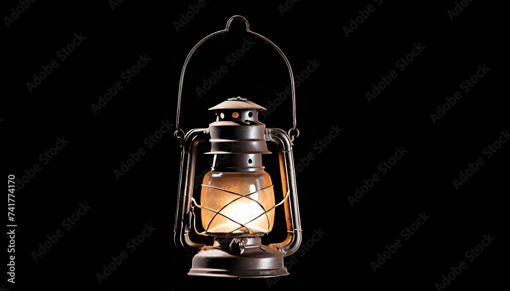 old oil lantern isolated on dark background
