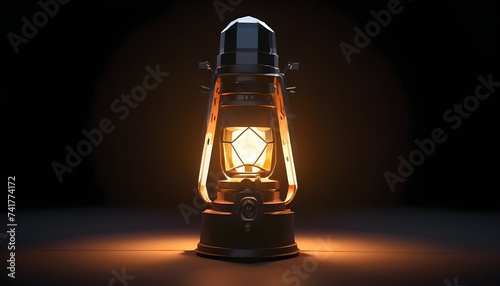 old oil lantern isolated on dark background photo