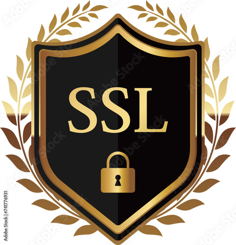 高級感のあるセキュリティ対策エンブレム　ブラック＆ゴールド