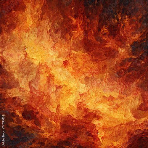 Painting of a Fire With Sky Background