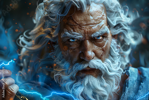 Zeus, king of the gods, who was also the god of sky and thunder, chief of the Twelve Gods on Olympus. 