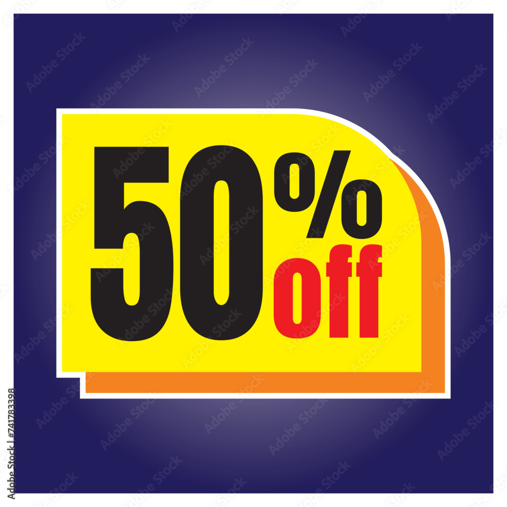 Number discount values blue background yellow orange and black Number discount values blue background yellow orange and black