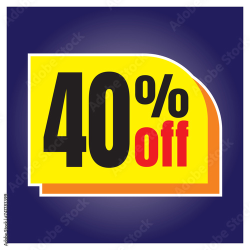 Number discount values ​​blue background yellow orange and black