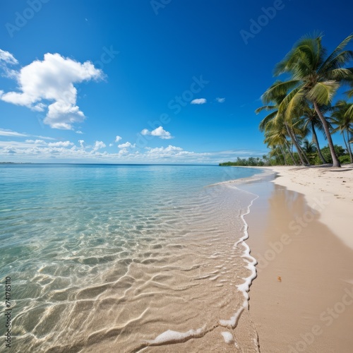 The beach of the tropical island with palm trees © Adobe Contributor