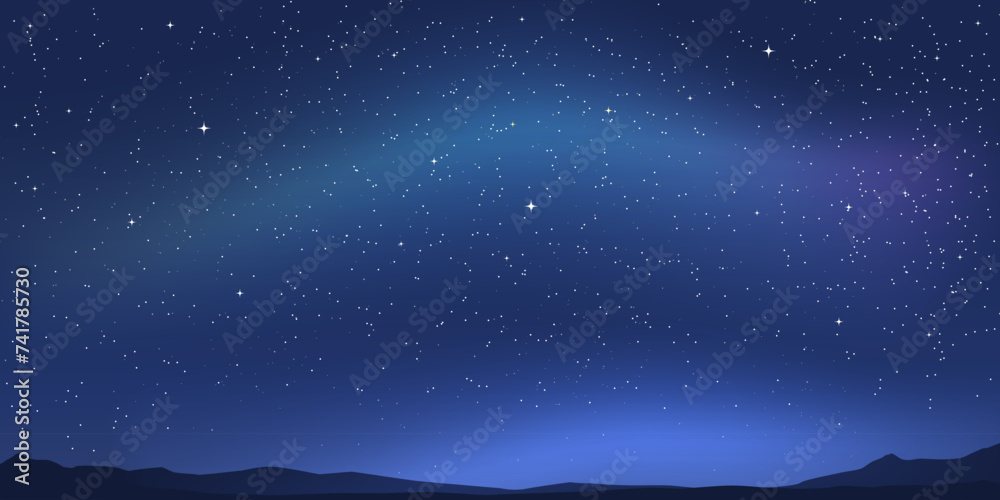 Aurora borealis illustration, night landscape