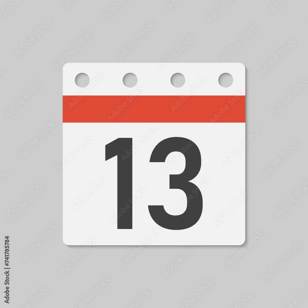 Vector icon page calendar - day 13, countdown Vector icon page calendar - day 13, countdown