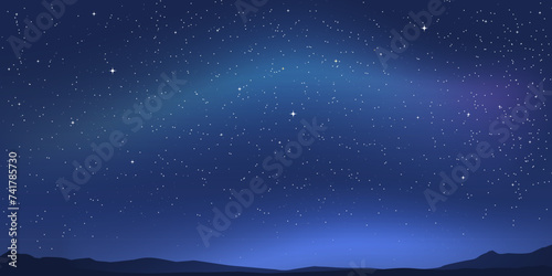 Aurora borealis illustration, night landscape