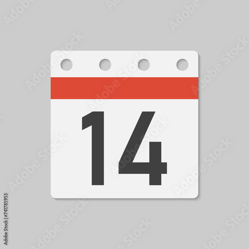 Vector icon page calendar - day 14, countdown