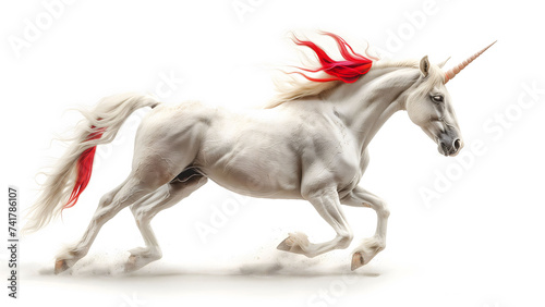 Unicorn running on a white background.