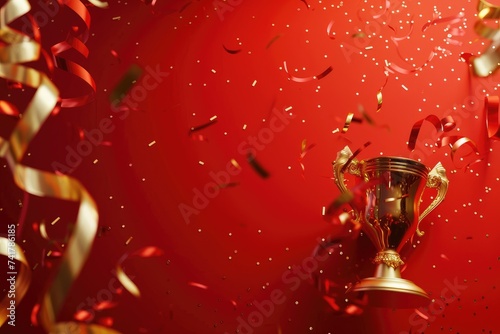 A golden trophy with stream...