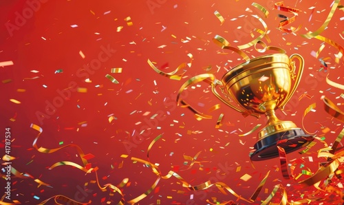 A golden trophy with stream...